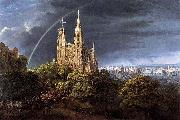 Karl friedrich schinkel Gothic Cathedral with Imperial Palace oil